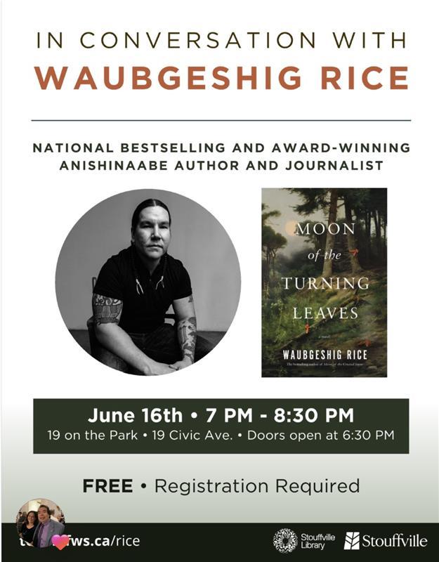 Image of flyer for the in conversation with Waubgeshig Rice